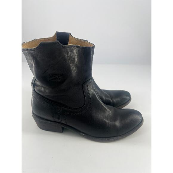 Frye Ankle Boots Womens Size 7.5 B Black Leather Booties Anna Shortie Basic - Picture 2 of 10